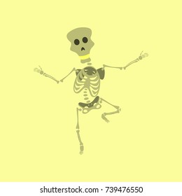 flat illustration on background of skeleton Halloween monster