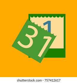 flat illustration on background of tear-off calendar