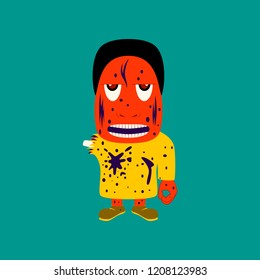 flat illustration on background of zombie men