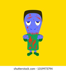 flat illustration on background of zombie men