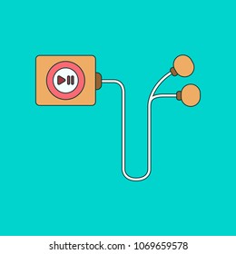 flat illustration on stylish background player with headphones