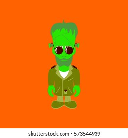 flat illustration on stylish background of zombie men