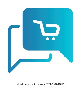 Ilustración plana en un chat temático, publicidad, carro de la compra