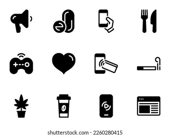 Flat illustration on a theme human addictions and entertainment