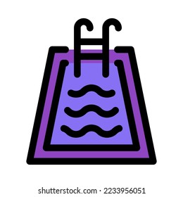 Ilustración plana en una piscina temática