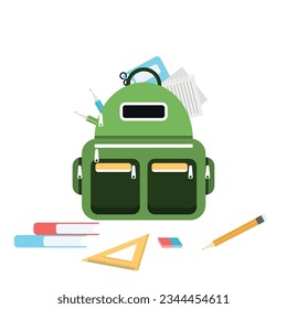 Flat illustration on a transparent background. School . Backpack .