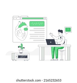 A flat illustration of online cardiologist 

