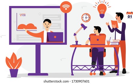 Flat Illustration of Online Course concept