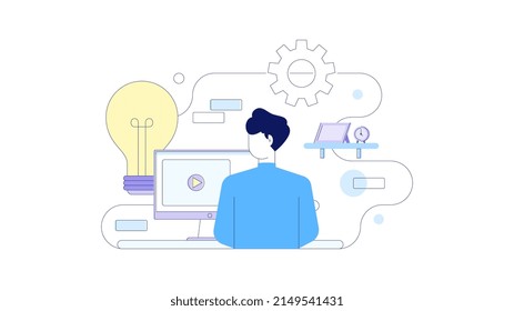 Flat illustration of online courses. Suitable for landing page, website, web design, UI design, etc.
