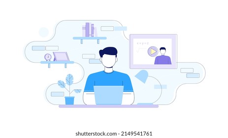 Flat illustration of online courses. Suitable for landing page, website, web design, UI design, etc.