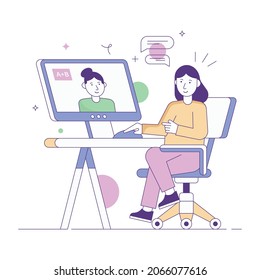 Flat illustration of online learning, editable design 