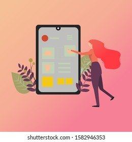 flat illustration online shopping with a smartphone