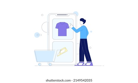 Flat illustration of online shopping. Suitable for landing page, website, web design, UI design, etc.