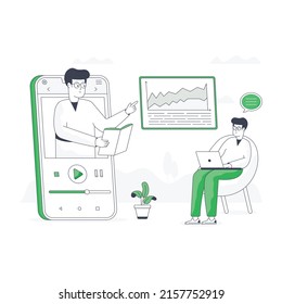 A flat illustration of online teacher 

