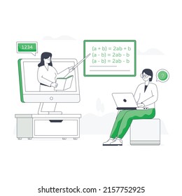 Una ilustración plana del profesor en línea 

