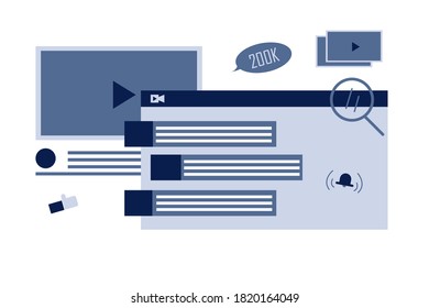Flat illustration with online video streaming concept.