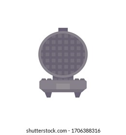 Flat illustration of an open waffle iron front view on white  background. Tool for making breakfast. Simple vector  image for cards, banners and your creativity.