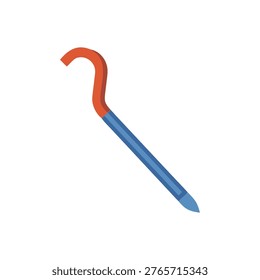 A flat illustration of an orange and blue wrecking bar isolated on black. Simple graphic with clean lines.