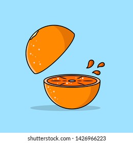 Flat illustration of orange. Vector. Isolated object.