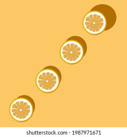 flat illustration of orange, which has been cut