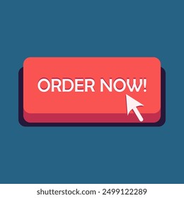 Flat illustration order now button with cursor , website ornament