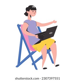 La ilustración plana del trabajo al aire libre está disponible para uso premium  