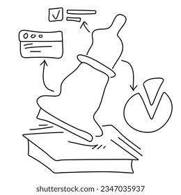 Flat Illustration Outline Intelligence Chess King Mind is used for website UI UX, symbolizing strategic thinking. It adds visually engaging content