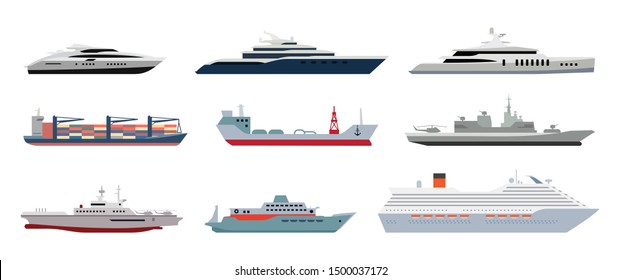 Set Ships Modern Flat Style High Stock Vector (Royalty Free) 493431409 ...