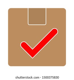 flat illustration of package approved vector icon. delivered service sign symbol