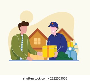 Flat illustration of package received by customer