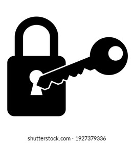 flat illustration of padlock and key vector icon, security sign symbol. vector illustration