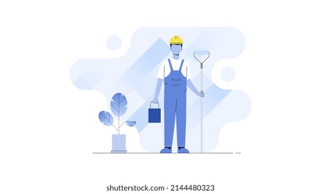 flat illustration of a painter. a worker illustration. painter illustration. vector illustration.