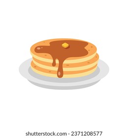 Ilustración plana del vector de panqueques. Foods and Drinks Daily Illustration.