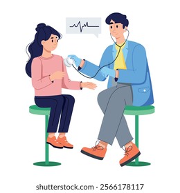 A flat illustration of patient regular checkup 