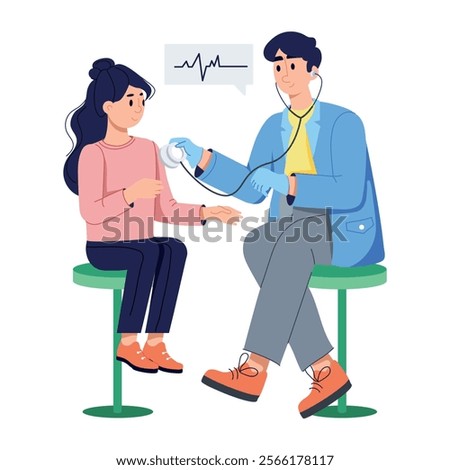 A flat illustration of patient regular checkup 