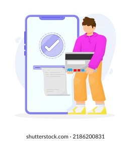 Ilustración plana del pago. Adecuado para página de inicio, sitio web, diseño web, interfaz de usuario, etc.
