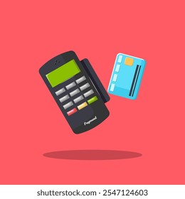 Flat illustration payment terminal, payment method