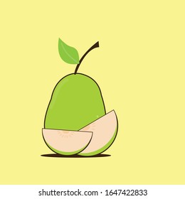 Ilustración plana. Par fruta aislada en el fondo liso. Adecuado para papel pintado, banner, Ilustración de libro infantil, invitación de tarjeta, volante, diseño web. Comida saludable.