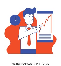 flat illustration of people graphic presentation rising rapidly, for digital industrial design purposes. white background