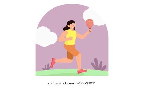 Ilustração plana de pessoas jogando padel sport. Vetor colorido conjunto mostrando padel jogadores em ações dinâmicas poses na quadra.