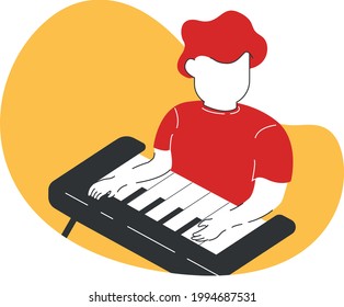 Flat Illustration of people playing Piano (Keyboardist)