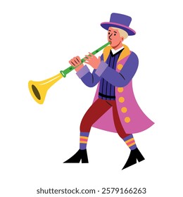 Flat illustration of performer playing a wind instrument