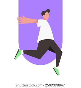 Flat illustration of a person jumping happily