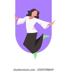 Flat illustration of a person jumping happily