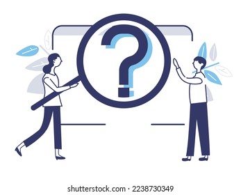 a flat illustration of person with question mark