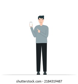 ilustración plana de una persona utilizando un teléfono móvil, en fondo blanco