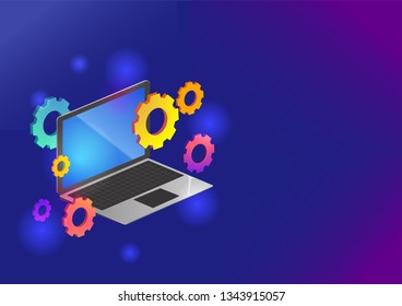 
Flat illustration of a personal computer that images technology