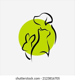 Flat Illustration of Pets Animal Veterinary Line Art