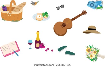 Flache Illustration von Picknickelementen