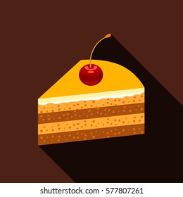 Flat illustration of piece of cake vector icon for web